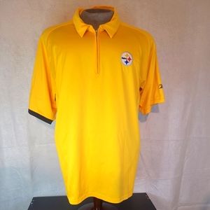 Official Pittsburgh Steelers Reebok Vintage Mens Large Polo Dry fit Gold Shirt